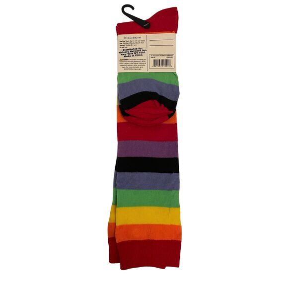 Leg Life Rainbow Striped Over the Knee Socks Size 4–10 - Picture 4 of 6
